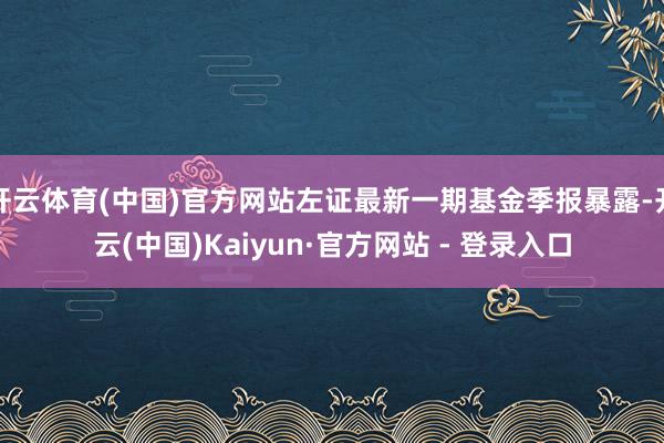 开云体育(中国)官方网站左证最新一期基金季报暴露-开云(中国