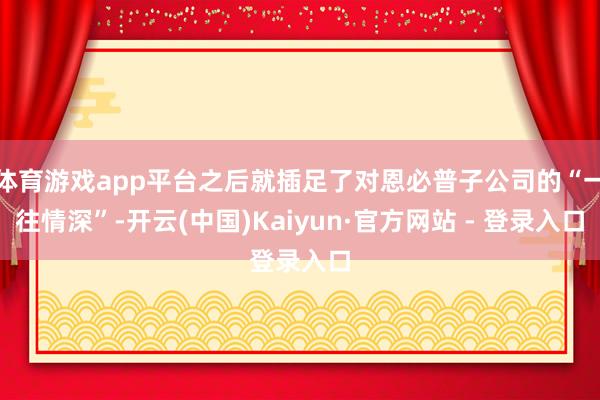 体育游戏app平台之后就插足了对恩必普子公司的“一往情深”-