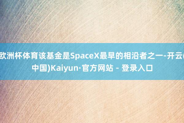 欧洲杯体育该基金是SpaceX最早的相沿者之一-开云(中国)Kaiyun·官方网站 - 登录入口