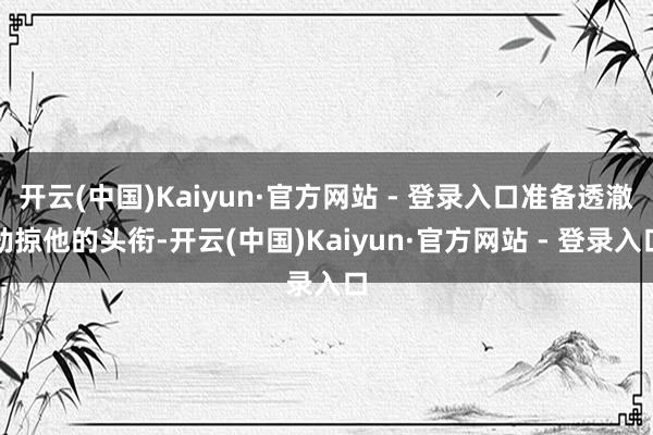 开云(中国)Kaiyun·官方网站 - 登录入口准备透澈劫掠
